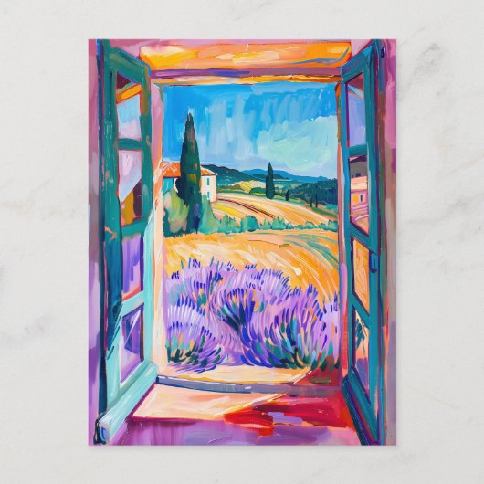 View of Lavender Fields in Summer. Painting Briefkaart (Voorkant)