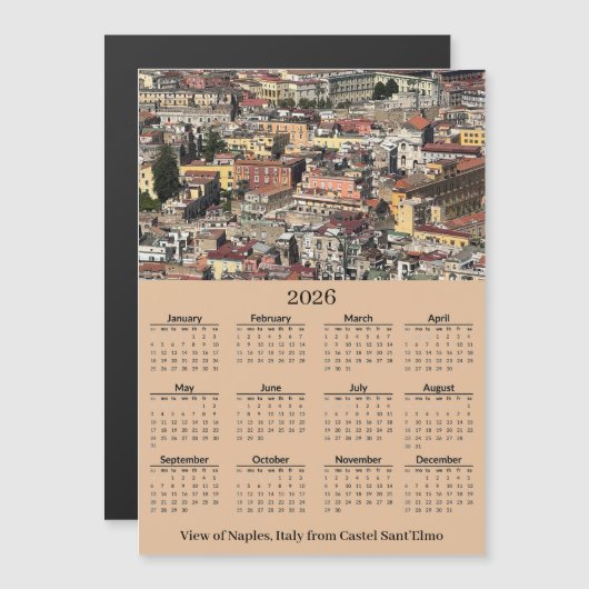 View of Naples, Italy 2026 Calendar Magnetic Card (Voorkant / Achterkant)