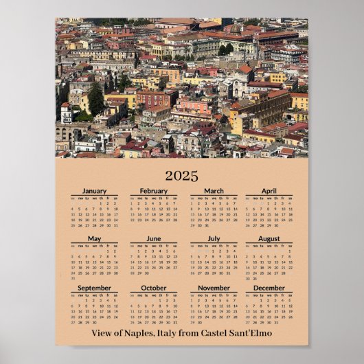 View of Naples, Italy 2026 Calendar Poster (Voorkant)