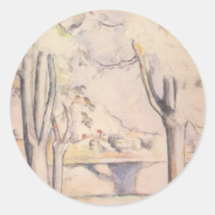 View Thru the Trees door Paul Cezanne, Vintage Kun Ronde Sticker