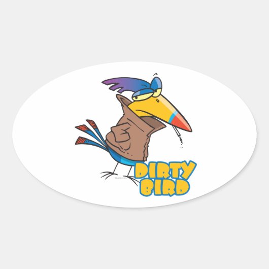 vieze vogel stoute cartoon ovale sticker (Voorkant)