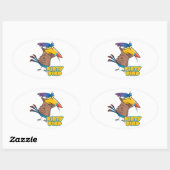 vieze vogel stoute cartoon ovale sticker (Vel)