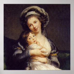 Vigée Le Brun - Zelfportret met tulband en kind Poster