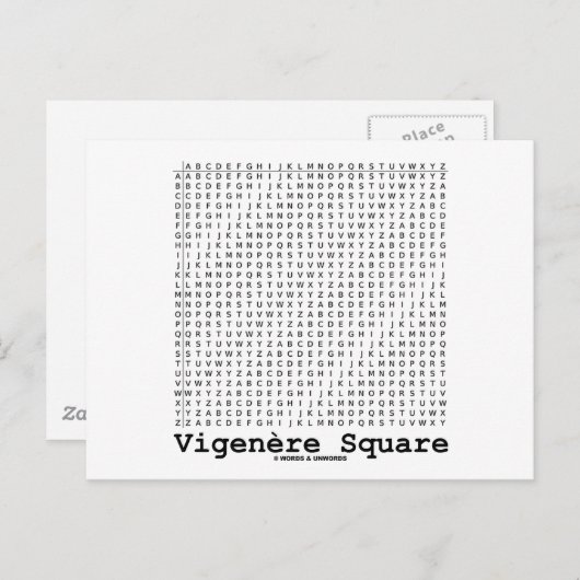 Vigenère Square (Cryptography Tabula Rasa) Briefkaart (Voorkant / Achterkant)