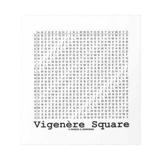 Vigenère Square (Cryptography Tabula Rasa) Notitieblok (Voorkant)