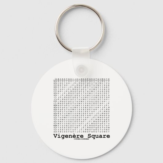 Vigenère Square (Cryptography Tabula Rasa) Sleutelhanger (Voorkant)