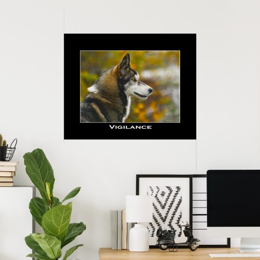 VIGILANCE Grey Wolf Art Poster (Thuiskantoor)