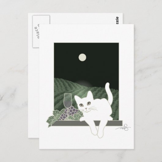 Vigne, Clair de Lune et Chat Blanc Briefkaart (Voorkant / Achterkant)