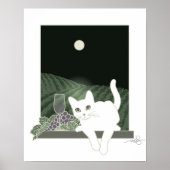 Vigne, Clair de Lune et Chat Blanc Poster (Voorkant)