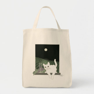 Vigne, Clair de Lune et Chat Blanc (White Cat) Bag Tote Bag