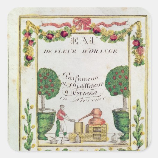 Vignette of "Eau de Fleur d'Oranje" Vierkante Sticker (Voorkant)
