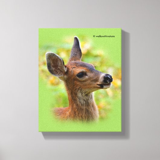 Vignetted Portret of Smiling Blacktail Deer Fawn Canvas Afdruk (Voorkant)