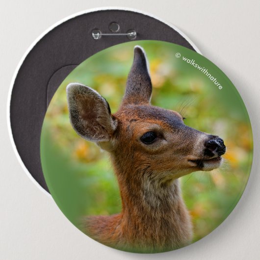 Vignetted Portret of Smiling Blacktail Deer Fawn Ronde Button 6,0 Cm (Voorkant /achterkant)