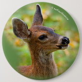 Vignetted Portret of Smiling Blacktail Deer Fawn Ronde Button 6,0 Cm (Voorkant)