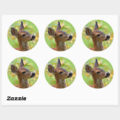 Vignetted Portret of Smiling Blacktail Deer Fawn Ronde Sticker (Vel)