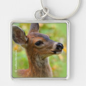 Vignetted Portret of Smiling Blacktail Deer Fawn Sleutelhanger (Voorkant)