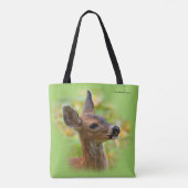 Vignetted Portret of Smiling Blacktail Deer Fawn Tote Bag (Achterkant)