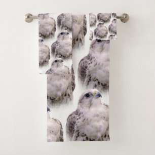 Vignetted Portret van een Inquisitive Saker Falcon Bad Handdoek