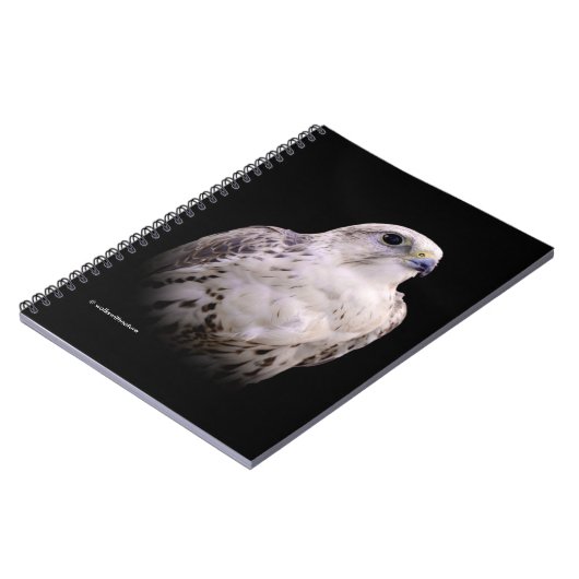 Vignetted Portret van een Inquisitive Saker Falcon Notitieboek (Linkerzijde)