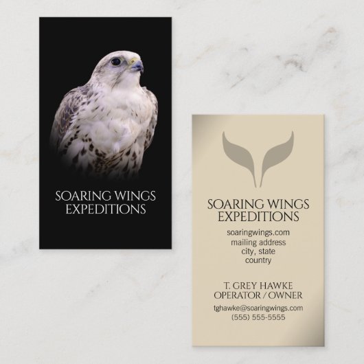 Vignetted Portret van een Inquisitive Saker Falcon Visitekaartje (Voorkant / Achterkant)