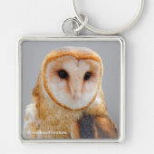 Vignetted Profiel van een Serene Barn Owl Sleutelhanger (Voorkant)