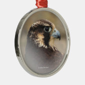 Vignetted Profile of a Peregrine Falcon Metalen Ornament (Rechts)