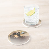 Vignetted Profile of a Peregrine Falcon Zandsteen Onderzetter (Zijkant)