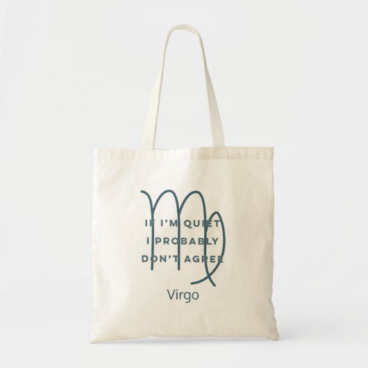 Vigo Zodiac Sign Fun Quote Blue & White Tote Bag (Voorkant)