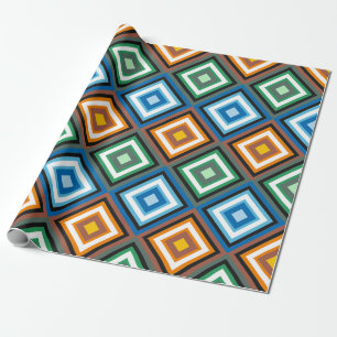 Vigreuze gekleurd Geometrische Rhombus-patchwerk Cadeaupapier