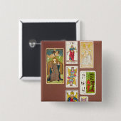 VIII Justitie, zeven tarotkaarten Vierkante Button 5,1 Cm (Voorkant /achterkant)