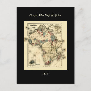 Viintage 1874 Map of Africa Antiek African Print Briefkaart