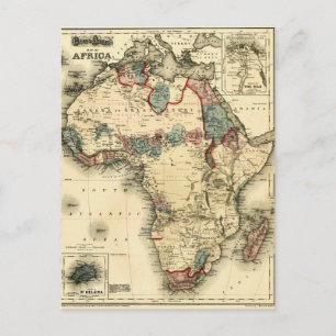 Viintage 1874 Map of Africa Antiek African Print Briefkaart