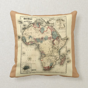Viintage 1874 Map of Africa Antiek African Print Kussen