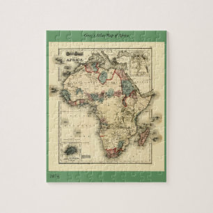 Viintage 1874 Map of Africa Antiek African Print Legpuzzel