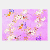 viintage birds purple botanical wallpaper inpakpapier vel (Voorkant 2)