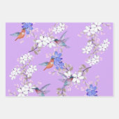 viintage birds purple botanical wallpaper inpakpapier vel (Voorkant)