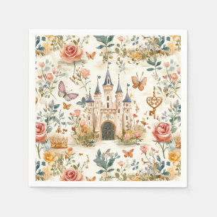 Viintage Middeleeuws Kasteel Bloemrijke Fantasie V Servet