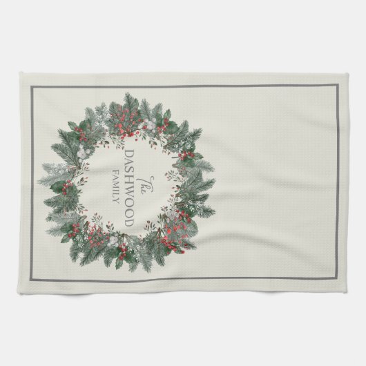 Viintage Persoonlijke kerstfeestdag Theedoek (Horizontaal)