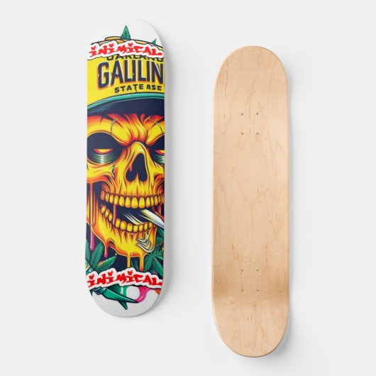 Vijandige Oakland Gele Schedel Persoonlijk Skateboard (Voorkant)