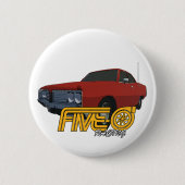 Vijf-0 rood ronde button 5,7 cm (Voorkant)