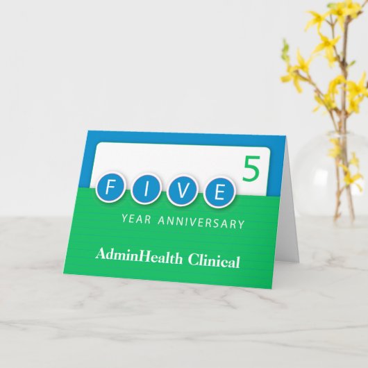 Vijf 5 jaar Jubileum werknemer met cirkels Kaart (Gele Bloem)