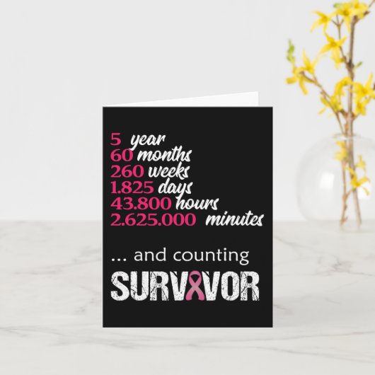 Vijf 5 jaar overlevende borstkanker bewustzijnsges kaart (Gele Bloem)