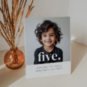 Vijf - 5e verjaardag Foto Welkom Teken Reclamebord Met Voetstuk