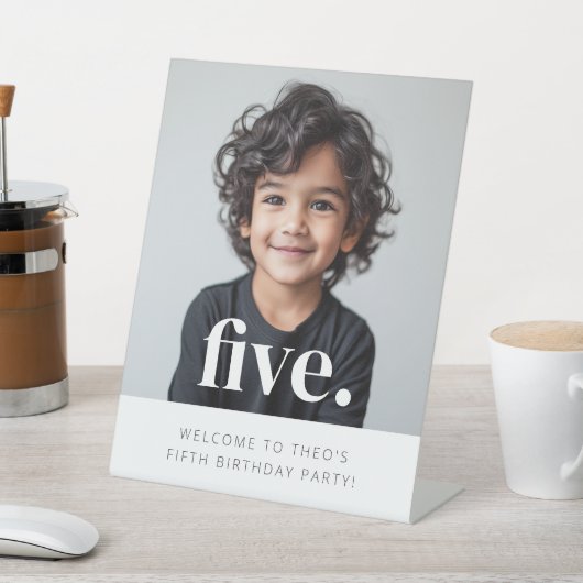 Vijf - 5e verjaardag Foto Welkom Teken Reclamebord Met Voetstuk (Insitu)