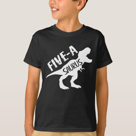 Vijf-A-Saurus Dinosaur 5e vijfde verjaardag T-shirt (Voorkant)
