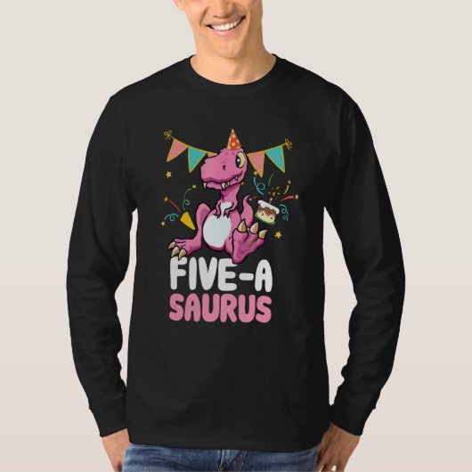 Vijf A Saurus Dinosaur Cute Kiddo Rex T-shirt (Voorkant)
