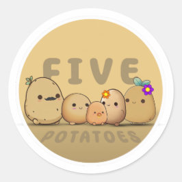 Vijf aardappelen ronde sticker