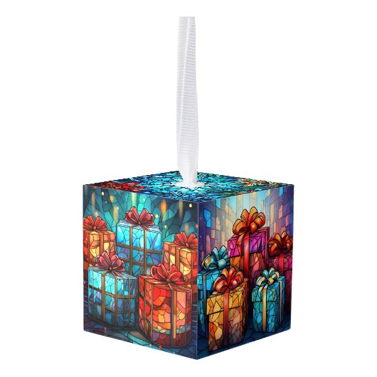 Vijf Afbeelding Glas in lood Kerstmis Decoratie (Achter hoekig)