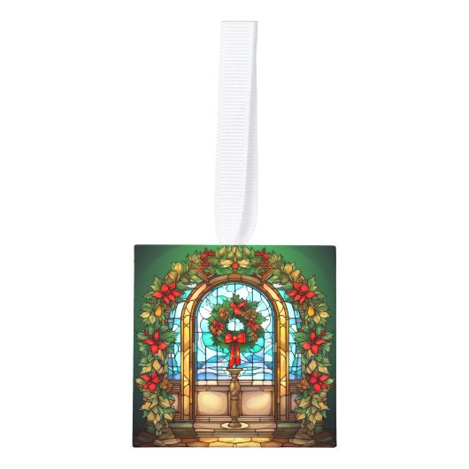 Vijf Afbeelding Glas in lood Kerstmis Decoratie (Voorkant)