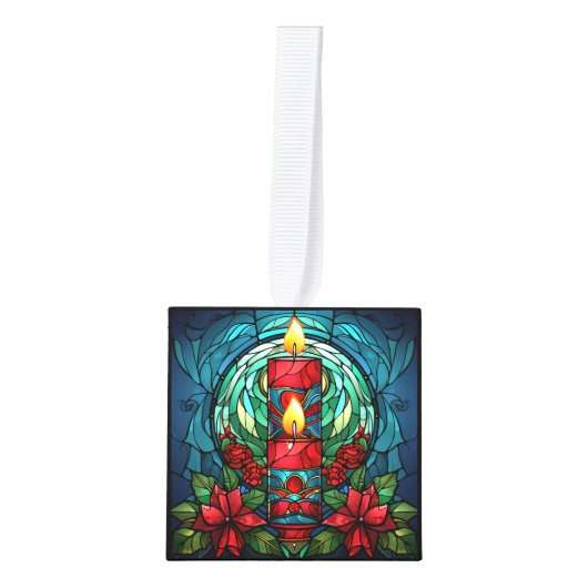 Vijf Afbeelding Glas in lood Kerstmis Decoratie (Voorkant)